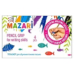 Насадка резиновая на ручку или карандаш " Mazari " Рыбка-тренажер для постановки письма ассорти, 4шт, пакет