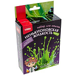 Опыты " Lori " Неньютоновская жидкость Зеленая, в наборе - крахмал, раствор красителя, палочка для размешивания, емкость для смешивания, перчатки, инструкция