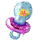 Шар фольгированный фигурный 14"/36см Соска голубая, крепится с помощью розетки на палочку (в комплект не входят)