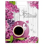 Пакет ПЭ " Миленд " с вырубной ручкой ПВД, 38*47см 60мкм Ветка сирени