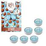 Свеча чайная ароматизированная " РСМ " 6шт Карибский кокос, 39*12,5мм, время горения 3-4часа, картонная упаковка