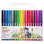 Фломастеры " Hatber " ECO Pets story 18цв круглые, вентилируемый колпачок, блистер, европодвес