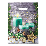 Пакет Новогодний ПЭ " Интерпак " с вырубной ручкой ПВД, 30*40см 30мкм Святки