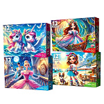 Пазлы " Рыжий кот "  12элементов Яркие приключения 17,5*13,0см, 4 дизайна, картонная упаковка 9*6,5*2,5см