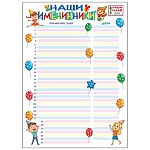 Плакат " Мир поздравлений " 450 А4 Наши именинники! Ламинация, пиши-стирай