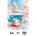 Альбом А4 12л " Проф-Пресс " Нежные пушистики, на скобе, обложка- мелованная бумага, блок- офсет 100г/м2, 2 дизайна в спайке