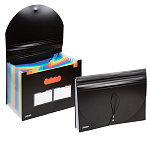 Папка на резинке " deVente " А4 13 отделений Uno Black Черная, пластик 0,7мм, внутренние карманы 0,13мм, текстура поверхности - песок, пластиковые цветные индексы