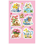 Наклейка " Мир открыток " 0-11 А6 Зверята и цветы
