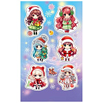 Наклейки " Мир открыток " 0-11 Новогодние- Маленькие девочки, елка, игрушки, 98*159мм