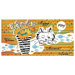 Конверт для денег " Мир поздравлений " 445 Без названия- Котик Муррр, 168*84мм, фольга золотая, текст