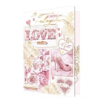 Открытка " Мир открыток " 2-01 Свадьба- В чудесный день свадьбы, розовые туфли, цветы, 123*187мм, фольга, рельеф, текст