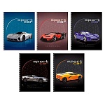 Тетрадь спираль А5 80л клетка " Эксмо " Sport car, обложка - мелованный картон, выборочный УФ-лак, 5 дизайнов в коробке