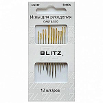 Иглы для шитья " Blitz " 12шт никелированные, европодвес