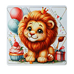 Пазлы деревянные " Задира " 20элементов Львёнок, деревянная рамка 20*20*0,5см, термоусадочная пленка