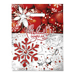 Пакет Новогодний ПЭ " Интерпак " с вырубной ручкой ПВД, 31*40см 60мкм Ледяной бисер