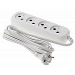 Удлинитель " Buro " 3м, 4 розетки 7А, без заземления, белый, пакет