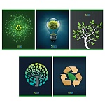 Тетрадь А5 96л клетка " Академия Групп " Eco Life, офсет, на скобе, обложка - елованный картон, выборочный УФ-лак, 5 дизайнов в спайке