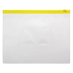 Папка на молнии " KWELT " МАЛЫЙ ФОРМАТ А5 Zip Желтая, пластиковая 0,15мм, карман для визитки, однотонная