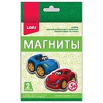 Магнит из гипса " Lori " Спортивные машинки, в наборе: формы, гипс, краски, магнитная лента, инструкция, картонная упаковка, европодвес