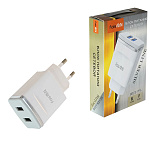 Блок питания сетевой " FaisON " HUT-105 Silver line белый, серебряная, 2,4А, QC3.0, 2 USB, пластик (кабель в комплект не входит)