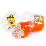Слайм " Прихлоп " с шариками, оранжевый, контейнер, 90гр