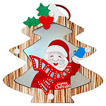 Ёлочное украшение " KWELT " Елка. Санта Клаус 14*13,5см, деревянное, RGB подсветка, пакет