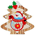 Ёлочное украшение " KWELT " Елка. Marry Christmas 14*13,5см, деревянное, RGB подсветка, пакет