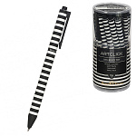 Ручка шариковая автоматическая " Bruno Visconti " ArtClick, Полоски, синяя 0,5мм, цвет корпуса - черно-белый, покрытие soft-touch, сменный стержень, пластиковый тубус