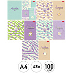 Альбом А4 48л " Hatber " Цветочный стиль (ассорти), на скобе, обложка- мелованный картон, ламинация soft-touch, блок-офсет- 100г/м2, 5 дизайнов в спайке