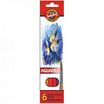 Карандаши " Koh-i-Noor " акварельные Рыбки 6цв, шестигранные, деревянные, картонная упаковка, европодвес