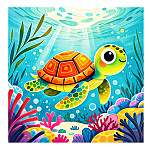 Картина алмазная " Mazari " 30*30см Черепашка, состав набора: холст на подрамнике, стразы, стилус, желеобразный клей, лоток, полная выкладка, в термоусадочной плёнке