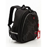 Рюкзак " Grizzly " 28*36*20см черный/красный, 2 отделения, жесткая анатомическая спинка, боковые карманы из сетки, внутренний составной пенал-органайзер, укрепленные лямки, светодиодная подсветка, картхолдер с выдвижным держателем-рулеткой и карабином для