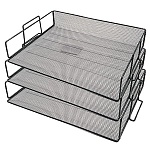 Лоток " KWELT " горизонтальный, 3 отделения, 37*24,5*21,5см, металлический, сетчатый, черный