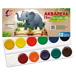 Краски акварельные без кисти ZOO 12цв " Луч " медовые, пластиковая палета, картонная упаковка