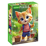 Пазлы " Hatber "  15элементов ECO Maxi Котик-рыбак 22*33см, картонная упаковка