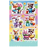 Наклейки " Мир открыток " 0-11 А6 Зверята с весенними цветами, без отделки