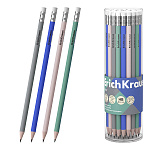 Карандаш ч/гр " Erich Krause " Navy HB с ластиком, круглый, деревянный, цвет корпуса - ассорти, заточенный, пластиковый тубус