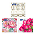Салфетки бумажные 3-слойные " GrandPero " Deluxe микс Нежность 20шт, 100% целлюлоза, 33*33см, на стрип-ленте-подвесе