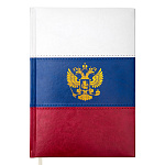 Записная книжка А5 искусственная кожа 80л " deVente " Flag триколор, клетка, поролон, белый офсет 70г/м2, печать в 1 краску, тиснение фольгой, отстрочка, закругленные уголки, 1 ляссе, термоусадочная пленка