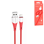 Кабель сетевой USB - Lightning " Borofone " BX60 Superior красный, круглый, 1м, 2,4А, нейлон