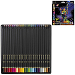 Карандаши цветные черное дерево Фантазия 24цв " Луч " трехгранные, картонная упаковка, европодвес