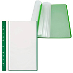 Папка-скоросшиватель с перфорацией " Бюрократ " 10 файлов, зеленая, 120/160мкм