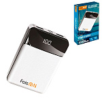 Аккумулятор внешний " FaisON " FS-PB-910 Plus, Classic, 10000mAh, 2 USB, micro USB (in), 2,1А, LED дисплей, фонарик, белый, пластик