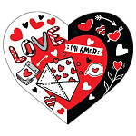 Бирка для букетов и подарков " Мир открыток " 2-70 Сердце. Love, 124*68мм, без отделки