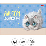 Альбом А4 32л " Hatber " Кошарики (ассорти), скоба, обложка - мелованный картон, матовая ламинация, блок-офсет- 100г/м2, 1 дизайн в спайке, 5 дизайнов в коробке