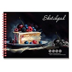 Скетчпад, белая бумага 100г/м2, А5, 140*200мм, 60л, спираль, без линовки, обложка - мелованный картон, выборочный УФ-лак, " Феникс " Десерт