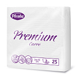 Салфетки бумажные 2-слойные " Plushe " Premium carre, 25шт Белая/Пастель, 100% целлюлоза, 33*33см