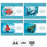 Альбом А4 40л " Светоч " Океан (ассорти), склейка, обложка - мелованный картон, блок-офсет- 100г/м2, 4 дизайна в коробке