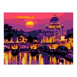 Картина алмазная " Lori " 30*40см Римский закат, частичное заполнение, основа с цветной схемой, комплект квадратных страз, стилус, лоток для страз, сухой клей, холст без подрамника с клеевой основой