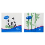 Салфетки бумажные 1-слойные " Лилия " Панда 50шт, 100% целлюлоза, 24*24см